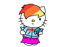 Size: 800x600 | Tagged: safe, derpibooru import, rainbow dash, barely pony related, brony, clothes, crossover, hello kitty, hoodie, rainbow hair, sanrio, skirt, wings