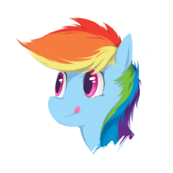 Size: 276x276 | Tagged: safe, artist:lowelf, derpibooru import, rainbow dash, pegasus, pony, bust, simple background, solo, tongue out, white background