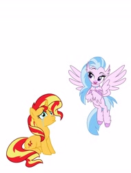 Size: 3106x4096 | Tagged: safe, silverstream, sunset shimmer, pony, school daze, abuse, female, op is a cuck, op is trying to start shit, sad, shimmerbuse, simple background, sunsad shimmer, white background