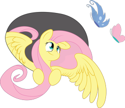 Size: 3470x3000 | Tagged: safe, artist:craftybrony, artist:otto720, fluttershy, butterfly, pegasus, pony, simple background, solo, transparent background, vector