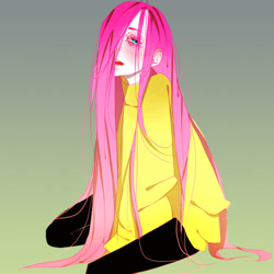 Size: 700x700 | Tagged: safe, artist:purplepandemia, fluttershy, human, humanized, pixiv, solo