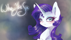 Size: 1920x1080 | Tagged: safe, artist:dream--chan, rarity, pony, unicorn, looking at you, solo, wallpaper