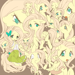 Size: 1000x1000 | Tagged: safe, artist:bnob, fluttershy, equestria girls, cute, equestria girls-ified, facial expressions, floppy ears, frown, gritted teeth, human ponidox, looking at you, multeity, no pupils, open mouth, raised hoof, shyabetes, sketch dump, smiling, so much flutter, tongue out, wide eyes, yawn