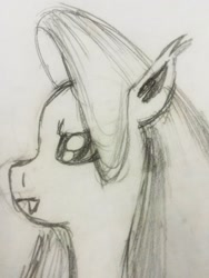 Size: 1920x2560 | Tagged: safe, artist:thegreatmewtwo, fluttershy, bust, flutterbat, monochrome, portrait, profile, sassy, sketch, solo, traditional art