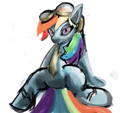 Size: 1023x921 | Tagged: safe, artist:elisa, derpibooru import, rainbow dash, pegasus, pony, goggles, solo, wonderbolts uniform