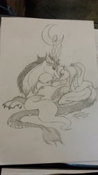 Size: 2322x4128 | Tagged: safe, artist:skulls-xbones, discord, fluttershy, pegasus, pony, discoshy, female, male, romance, shipping, skulls-xbones, straight