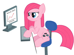 Size: 1057x780 | Tagged: artist needed, source needed, safe, pinkie pie, earth pony, pony, alternate cutie mark, chart, computer, pinkamena diane pie, pinkamena the rock farmer, solo