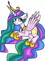 Size: 768x1024 | Tagged: safe, artist:dolphininspace, princess celestia, alicorn, pony, long mane, long tail, solo