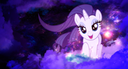 Size: 1980x1080 | Tagged: safe, artist:allwat, artist:stabzor, rarity, pony, unicorn, bedroom eyes, cloud, space, vector, wallpaper