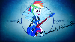 Size: 1920x1080 | Tagged: safe, artist:mrchezco1995, artist:thisismyphotoshoppin, derpibooru import, rainbow dash, equestria girls, rainbow rocks, awesome as i want to be, guitar, ponied up, vector, wallpaper, wings