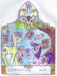 Size: 772x1035 | Tagged: safe, artist:chatsium, derpibooru import, comet tail, twilight sparkle, magic duel, alicorn amulet, book, cometlight, female, flower, male, scroll, shipping, straight