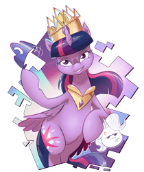 Size: 1314x1567 | Tagged: safe, artist:saturdaymorningproj, starlight glimmer, twilight sparkle, twilight sparkle (alicorn), alicorn, pony, the beginning of the end, angry, celestia's crown, crown, female, jewelry, luna's crown, mare, peytral, regalia, simple background, swag, transparent background