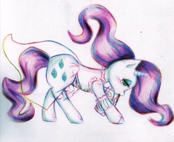 Size: 2200x1785 | Tagged: safe, artist:3mo-art, rarity, pony, unicorn, mouth hold, pencil, solo, traditional art