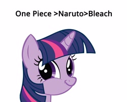 Size: 5000x4000 | Tagged: safe, derpibooru import, twilight sparkle, barely pony related, bleach (manga), naruto, obligatory pony, one piece, op is trying to start shit, simple background, solo, text, twiface, white background