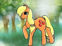 Size: 640x480 | Tagged: safe, artist:marshmallowbreeze, applejack, earth pony, pony, blonde mane, female, mare, missing accessory, orange coat, solo