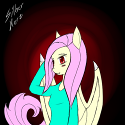 Size: 512x512 | Tagged: safe, artist:silberherz, fluttershy, clothes, female, flutterbat, pink hair, yellow skin