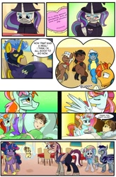 Size: 724x1103 | Tagged: safe, artist:candyclumsy, oc, oc:candy clumsy, oc:heartstrong flare, oc:king speedy hooves, oc:princess healing glory, oc:princess mythic majestic, oc:princess sincere scholar, oc:queen galaxia, oc:tommy the human, alicorn, human, pegasus, pony, comic:nightmare pulsar, alicorn oc, aunt and nephew, belly, big belly, blushing, canterlot, canterlot castle, clothes, comic, commissioner:bigonionbean, costume, cutie mark, dialogue, dining room, female, flashback, full, fusion, fusion: princess healing glory, fusion:heartstrong flare, fusion:king speedy hooves, fusion:princess mythic majestic, fusion:princess sincere scholar, fusion:queen galaxia, grooming, guard, hair bun, halloween, holiday, human oc, husband and wife, implied discord, implied discoshy, implied shipping, implied straight, jewelry, love letter, magic, magician outfit, male, nerd pony, nightmare night, overalls, preening, random pony, regalia, scroll, shadowbolts costume, sick, sleeping, stallion, stuffed, thought bubble, writer:bigonionbean