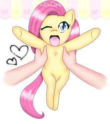 Size: 2335x2645 | Tagged: safe, artist:queensmil3y, fluttershy, pegasus, pony, cute, hand, heart