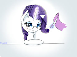 Size: 1320x980 | Tagged: safe, artist:shan3ng, rarity, pony, unicorn, glasses, magic, scissors, solo