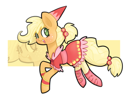 Size: 1200x1000 | Tagged: safe, artist:otterlore, applejack, earth pony, pony, boots, clothes, dress, hat, running, shoes, simple background, solo, white background