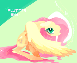 Size: 1280x1041 | Tagged: safe, artist:mirululu, fluttershy, pegasus, pony, female, mare, pink mane, solo, yellow coat