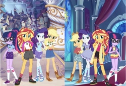 Size: 1958x1333 | Tagged: safe, applejack, rarity, sci-twi, sunset shimmer, twilight sparkle, equestria girls, legend of everfree, camp everfree outfits, camp fashion show outfit, converse, shoes