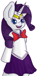 Size: 1751x3471 | Tagged: safe, artist:color-spark, rarity, pony, unicorn, bipedal, clothes, cosplay, costume, sailor moon, skirt, solo