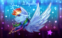 Size: 3600x2200 | Tagged: safe, artist:saphirecat11, derpibooru import, part of a set, rainbow dash, pegasus, pony, element of loyalty, female, jewelry, looking at you, mare, necklace, solo