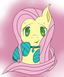 Size: 1300x1550 | Tagged: safe, artist:crutchimus, fluttershy, pegasus, pony, clothes, collar, fangs, socks, solo