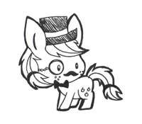 Size: 200x175 | Tagged: safe, artist:daieny, applejack, earth pony, pony, cute, gentlejack, gentlemare, hat, monochrome, monocle, solo, top hat