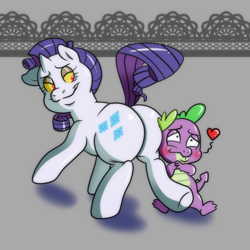 Size: 700x700 | Tagged: safe, artist:technicolor pie, discord, rarity, spike, dragon, pony, unicorn, character proxy, character to character, disguise, plot, practical joke, rule 63, transformation, transgender transformation, x was discord all along