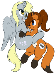 Size: 3181x4158 | Tagged: safe, artist:wickedsilly, derpy hooves, oc, oc:sunnyside, pegasus, pony, cuddling, cute, female, mare, ocbetes, simple background, transparent background