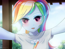 Size: 4000x3000 | Tagged: safe, artist:jeremywithlove, derpibooru import, rainbow dash, equestria girls, anime, clothes, cute, dashabetes, female, heart eyes, shirt, solo, wingding eyes