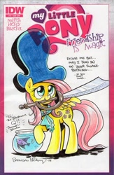 Size: 400x613 | Tagged: safe, artist:brendahickey, fluttershy, pegasus, pony, bicorne, gill, hat, if that's okay with you, mouth hold, pirate, pirate hat, sword