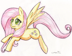 Size: 1024x808 | Tagged: safe, artist:coma392, fluttershy, pegasus, pony, pixiv, solo, traditional art