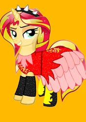 Size: 1000x1414 | Tagged: safe, artist:katya, sunset shimmer, pony, equestria girls, equestria girls outfit, equestria girls ponified, ponied up, ponified, solo