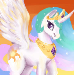 Size: 439x448 | Tagged: safe, artist:whale, princess celestia, alicorn, pony, smiling, solo, spread wings