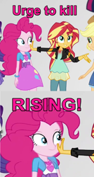 Size: 752x1398 | Tagged: safe, edit, edited screencap, screencap, pinkie pie, sunset shimmer, equestria girls, mirror magic, spoiler:eqg specials, cropped, geode of empathy, geode of sugar bombs, glow, mirror world, urge to kill rising