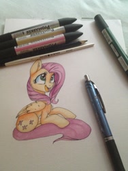 Size: 1024x1365 | Tagged: safe, artist:rflzqt, fluttershy, pegasus, pony, markers, solo, traditional art