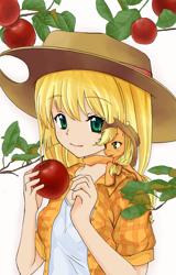 Size: 577x900 | Tagged: safe, artist:d-tomoyo, applejack, human, human ponidox, humanized