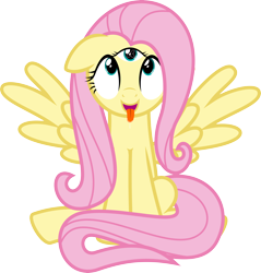 Size: 6400x6689 | Tagged: safe, artist:parclytaxel, fluttershy, pegasus, pony, .svg available, absurd resolution, ahegao, albumin flask, drool, high, looking at you, simple background, sitting, solo, third eye, tongue out, transparent background, vector, wingboner