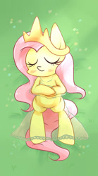 Size: 1000x1800 | Tagged: safe, artist:joycall6, fluttershy, pegasus, pony, clothes, dress, sleeping, sleeping beauty