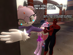 Size: 900x675 | Tagged: safe, artist:erichgrooms3, derpibooru import, twilight sparkle, 3d, blaze the cat, crossover, crying, gmod, scared, sonic the hedgehog (series), spider-man