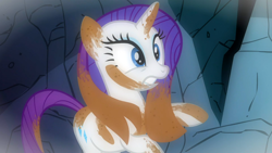 Size: 1366x768 | Tagged: safe, screencap, rarity, pony, unicorn, a dog and pony show, dirt, messy, solo