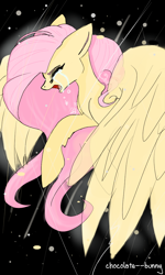 Size: 614x1024 | Tagged: safe, artist:chocolate--bunny, fluttershy, pegasus, pony, crying, eyes closed, solo