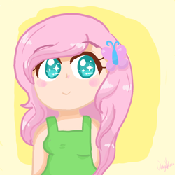 Size: 900x900 | Tagged: safe, artist:ironiccrayon, fluttershy, human, humanized, solo