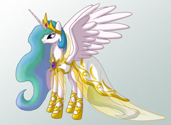 Size: 1500x1091 | Tagged: safe, artist:starbat, princess celestia, alicorn, pony, clothes, concept art, dress, gown, journey of the spark, solo