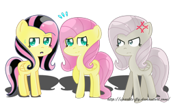 Size: 2338x1421 | Tagged: safe, artist:sparkle-fly, fluttershy, pegasus, pony, chibi, discorded, emoshy, solo