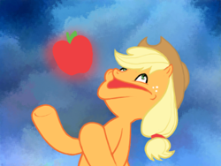 Size: 400x300 | Tagged: safe, artist:mcponyponypony, edit, applejack, earth pony, pony, apple, appul, mammy, meme, request, solo, that pony sure does love apples