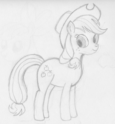 Size: 2076x2234 | Tagged: safe, artist:forevercty, applejack, earth pony, pony, monochrome, solo, traditional art